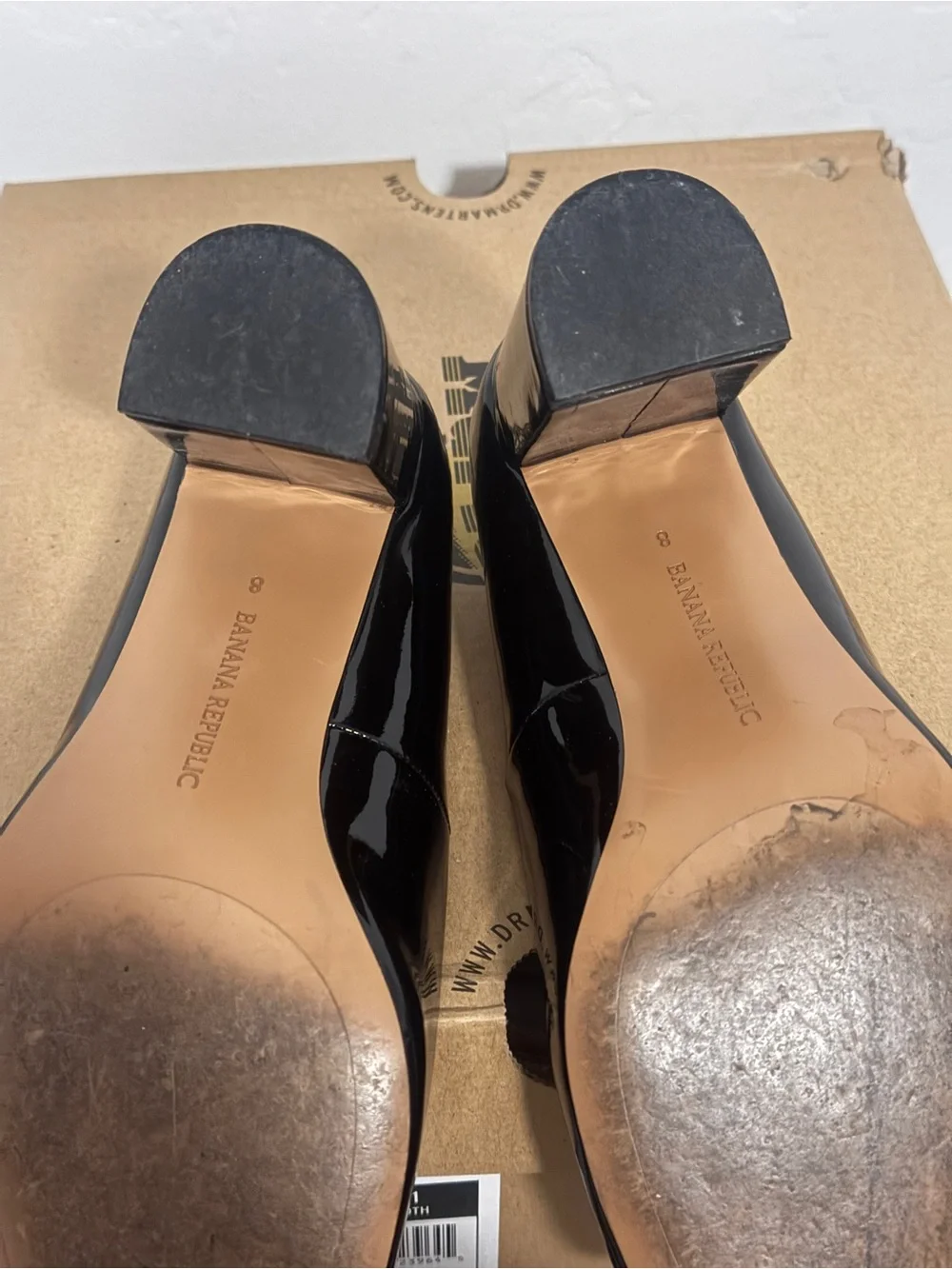 Banana Republic Black Patent Block Heel Pumps
